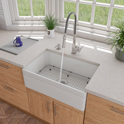 29.88'' L Single Bowl Fireclay Kitchen Sink