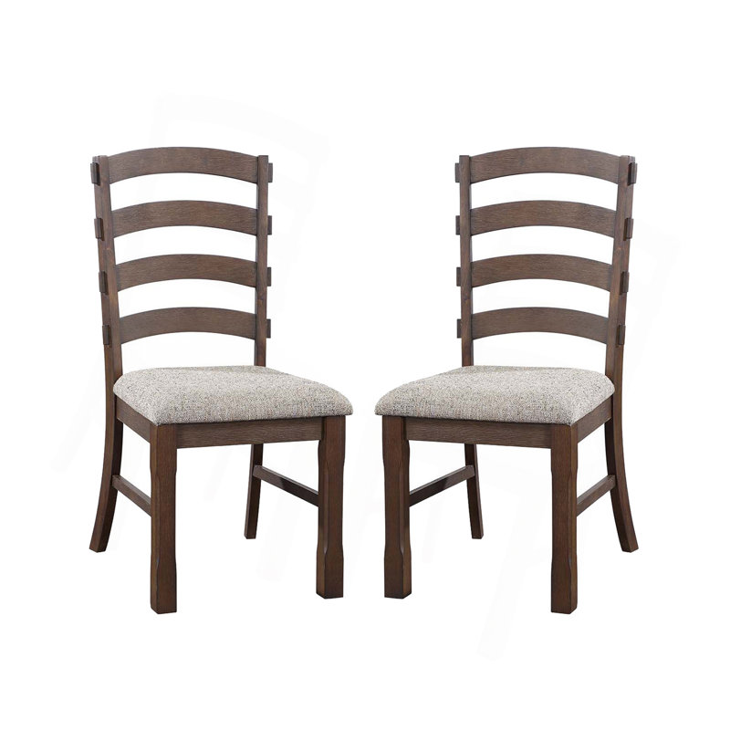 Ensemble de 2 chaises d'appoint avec siège rembourré, gris et brun rustique
