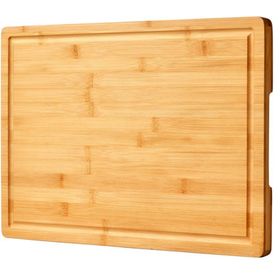 Bloc à découper en bois 18 po avec poignées et rainures à jus