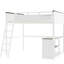 Queen Size Loft Bed With Desk, Open Shelf, And Storage Box, White Colour - Space Saving, Build, Easy Installation
