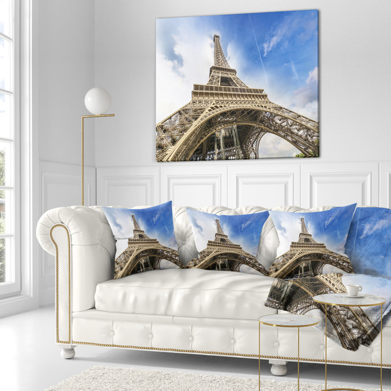 Fantastic View of Paris Paris Eiffel Towerfrom Ground - Cityscape Printed Pillow