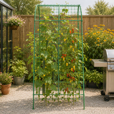 Support de support en forme de A pour arche de jardin en métal avec filet d'escalade, jardin d'extérieur pour fruits et tablette à fleurs