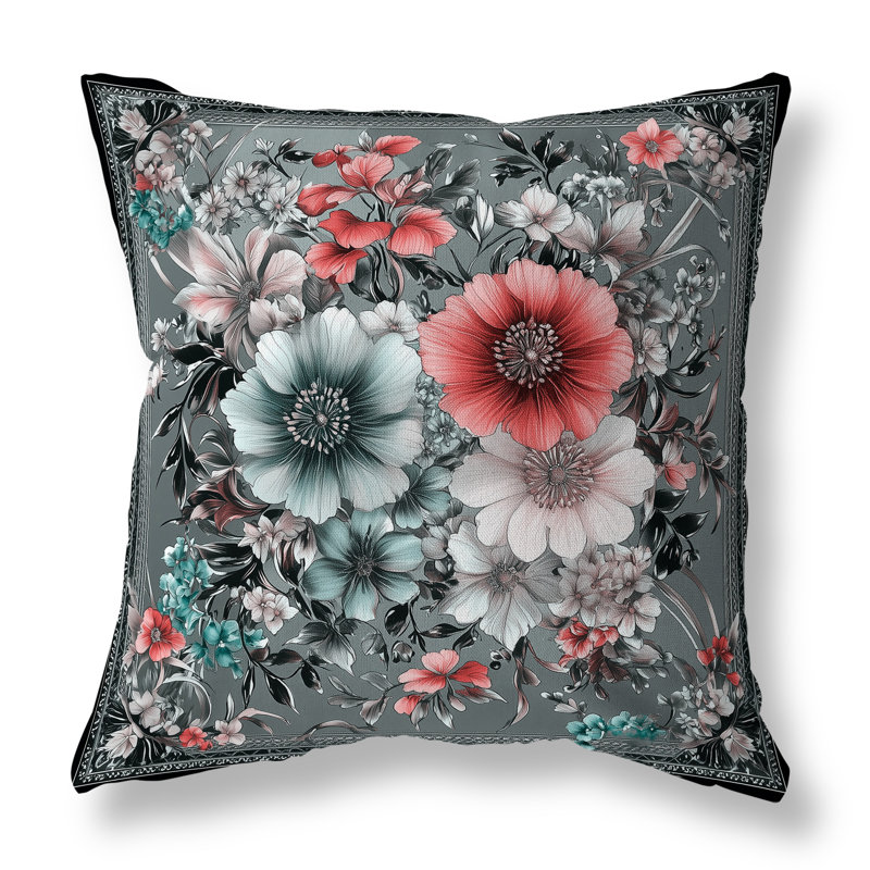 Enchanted Petalfall Indoor/Outdoor 20x20, Square 20", Gray/Rose