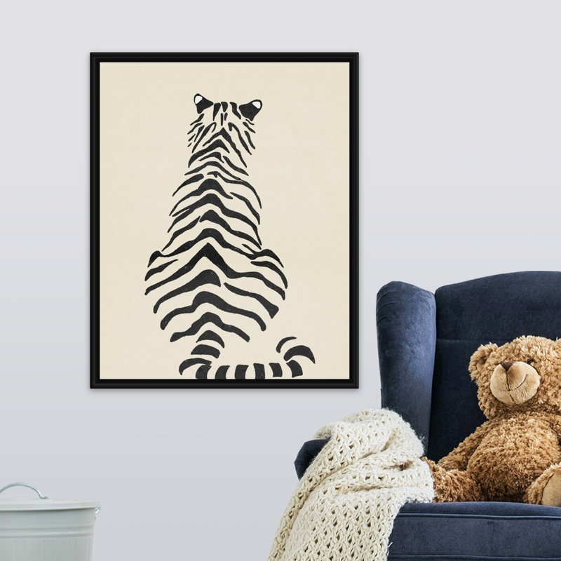 Art encadré pour enfants tiger ii, H 30 po x l 24 po x P 1,2 po, Cadre pour toile flottant noir
