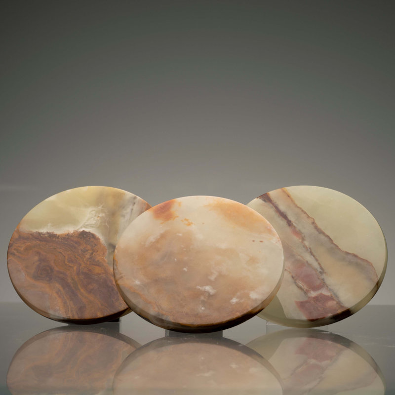 Ensemble de sous-verres ronds en onyx naturel