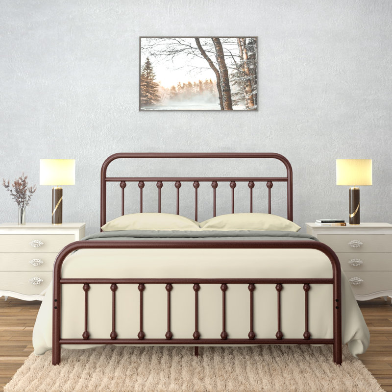 Ernestin Metal Open-Frame Bed, Full, Brown