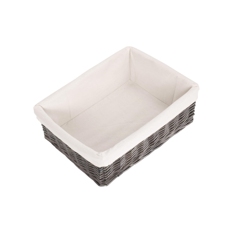 Wicker Lined Storage Tray Basket, 14cm H x 41cm W x 30cm D