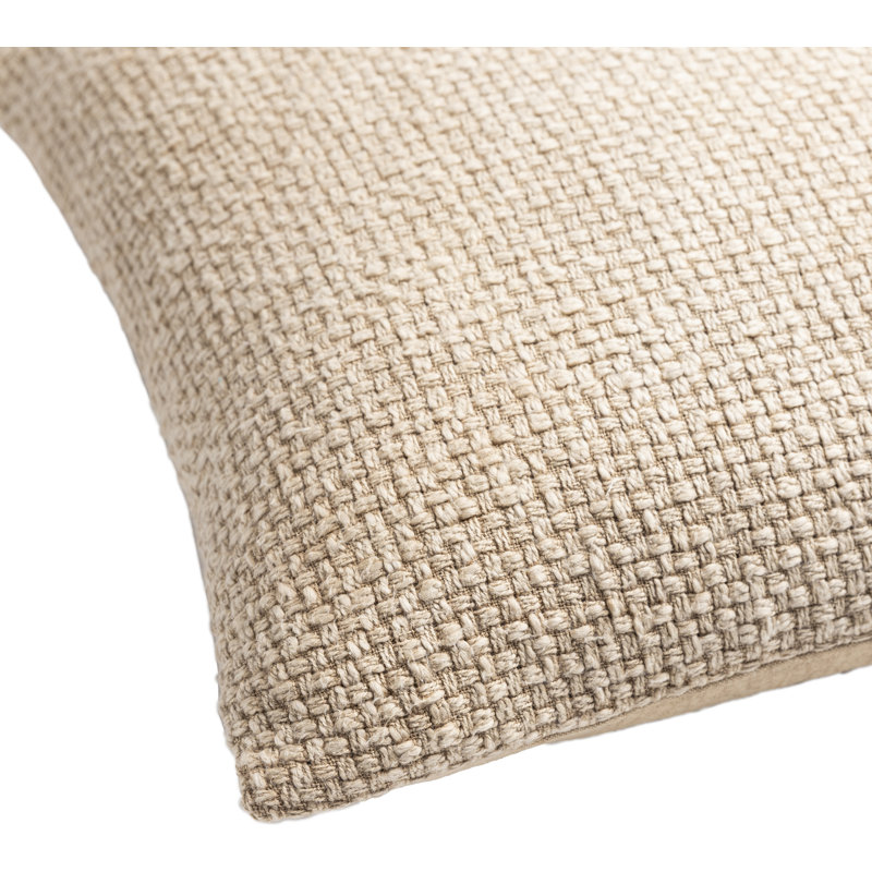Clovis Cotton Reversible Throw Pillow, Beige, 18" x 18", Poly Fill