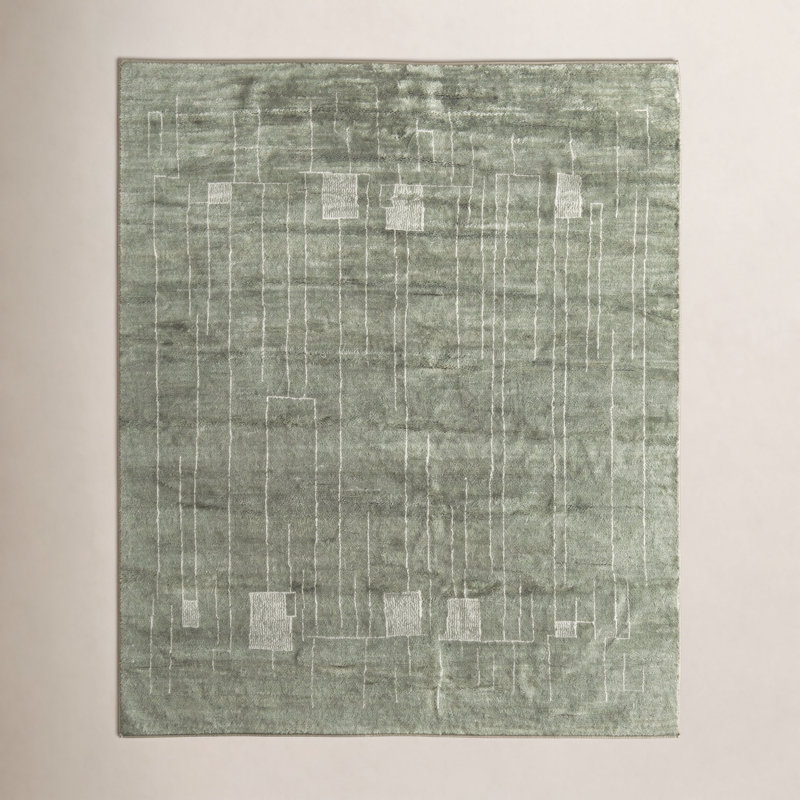 Agape Modern Abstract Green Area Rug, Rectangle 8'6" x 11'6"