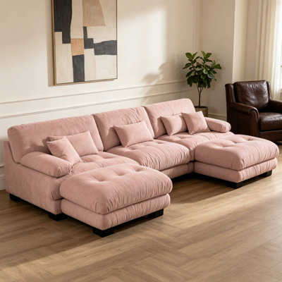 Canapé modulaire en U rembourré avec 2 repose-pieds