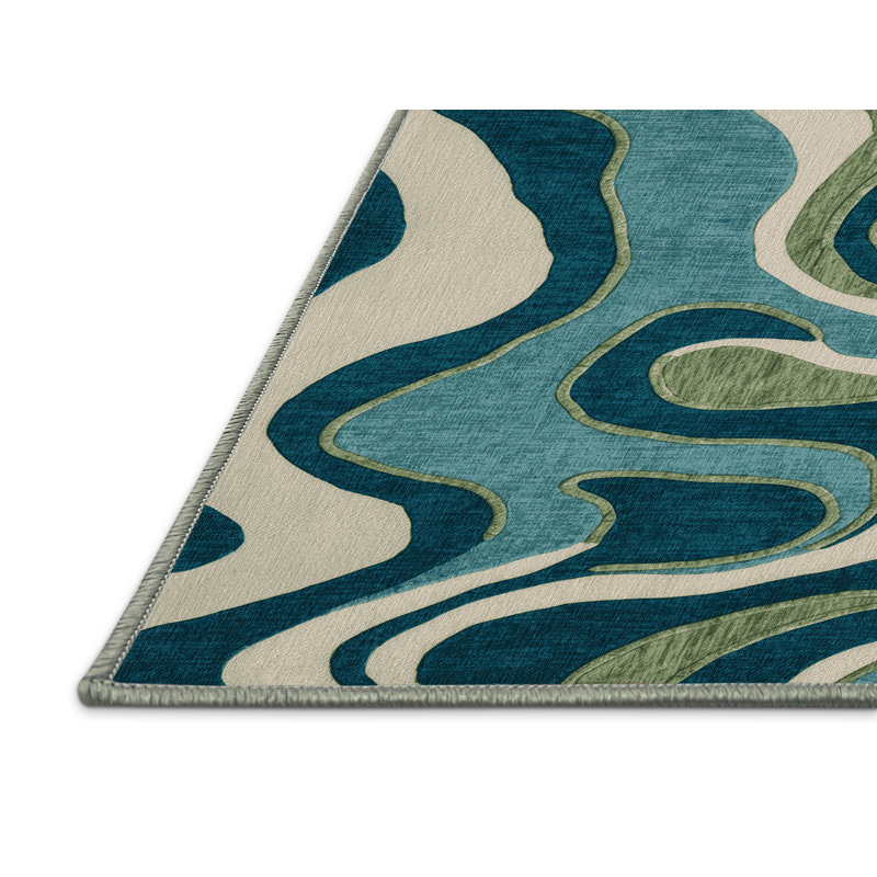 Machine Washable Nature Green Area Rug, Rectangle 6' x 9'