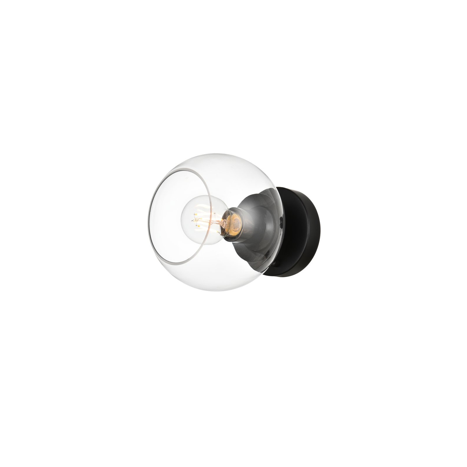 Nathalie 2 Light Glass Dimmable Armed Sconce, Black, 7" H x 7" W x 7" D, 1 Light