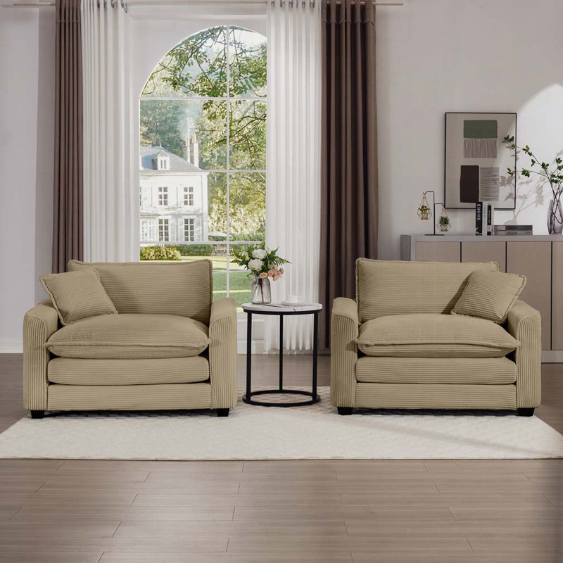 Fauteuil en velours côtelé 2 pièces, Tanné
