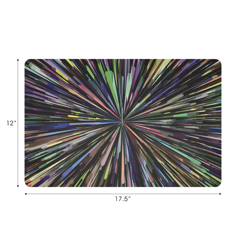 Fireworks Vegan Leather Rectangle Pebble Placemat, Black
