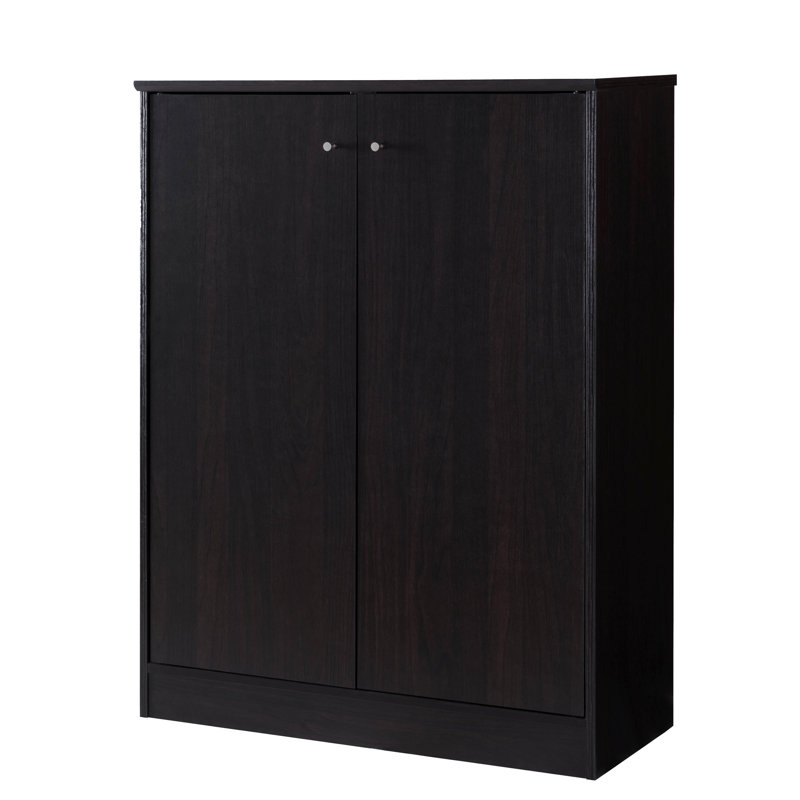 Armoire à chaussures / rangement à 5 tablettes avec 5 portes et 2 portes au fini foncé