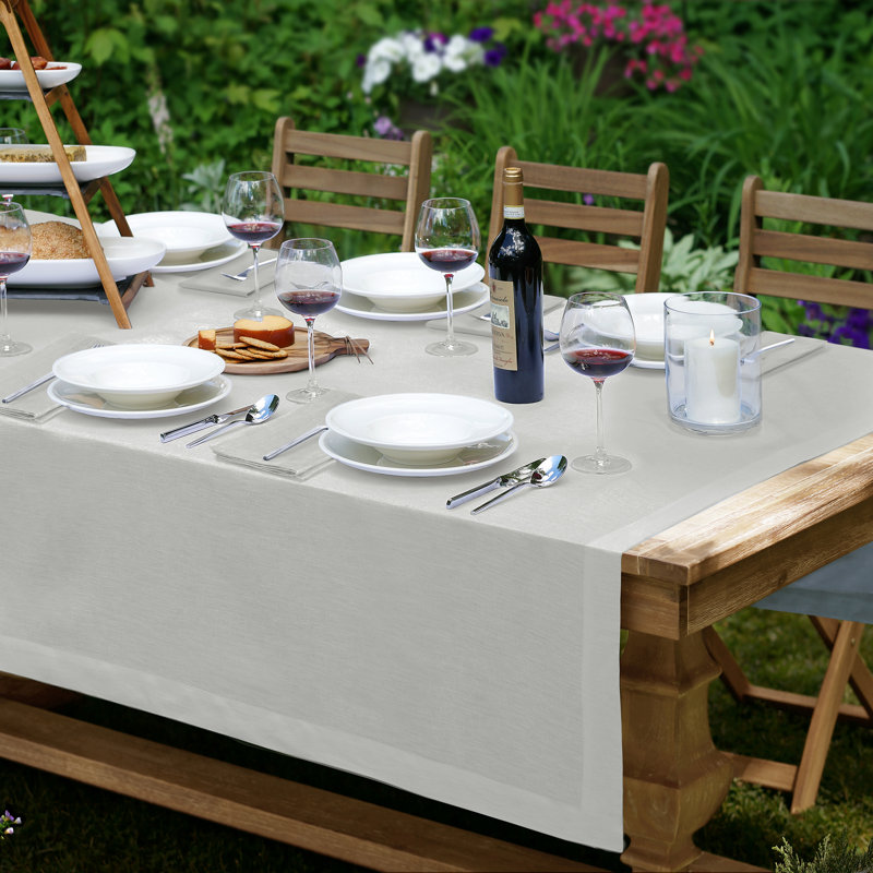 La Classica Solid Color Linen Tablecloth, 126" L x 70" W, Dove Gray
