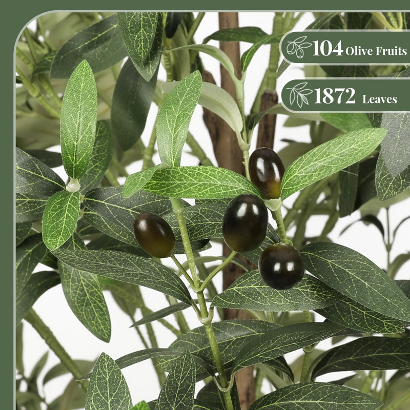 Olive Tree in Pot with Realistic Leaves and Natural Trunk,Olive Plants with Fruits for Home Decor, 82.7" H x 5.9" W x 5.9" D