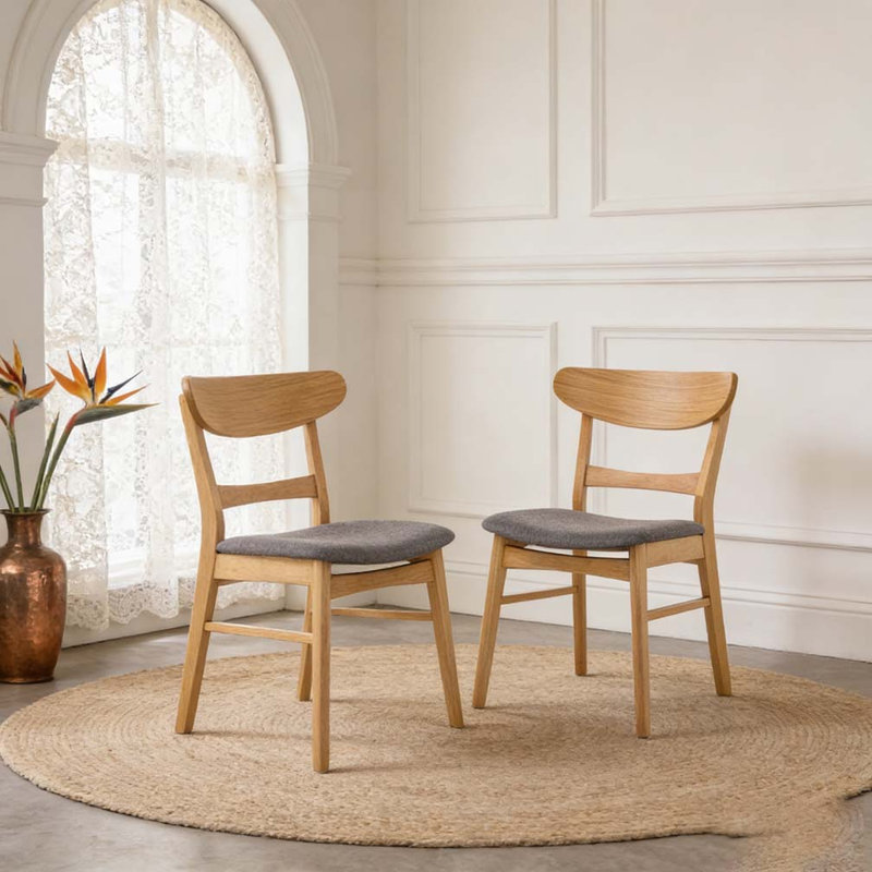 DINING CHAIR, DARK GREY+light brown