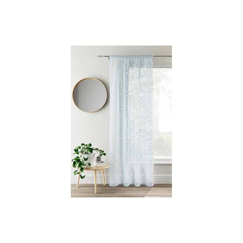 Galewood Sheer Curtain Single Panel, Blue, 140cm Width x 183cm Drop