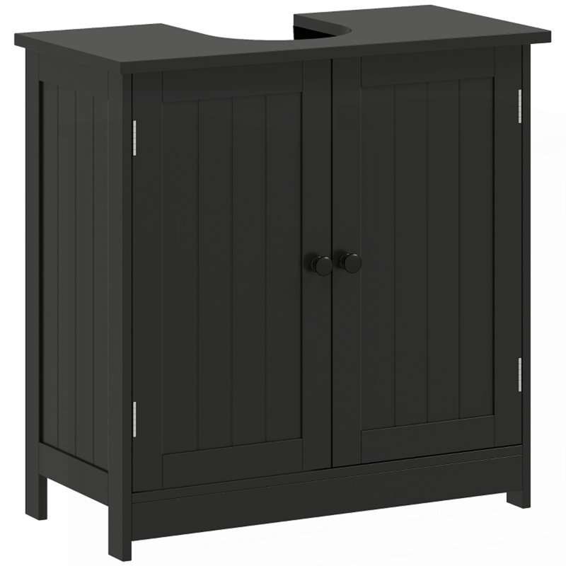 Armoire de salle de bain sous le lavabo de style moderne, armoire de rangement sur piédestal, Noir