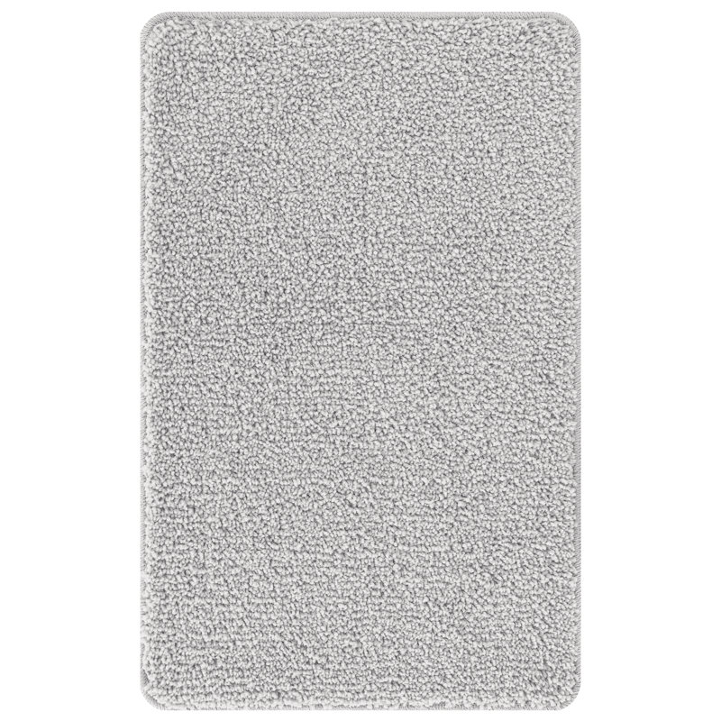 Microfiber Small Bath Mat Rectangular Contemporary, Light Grey