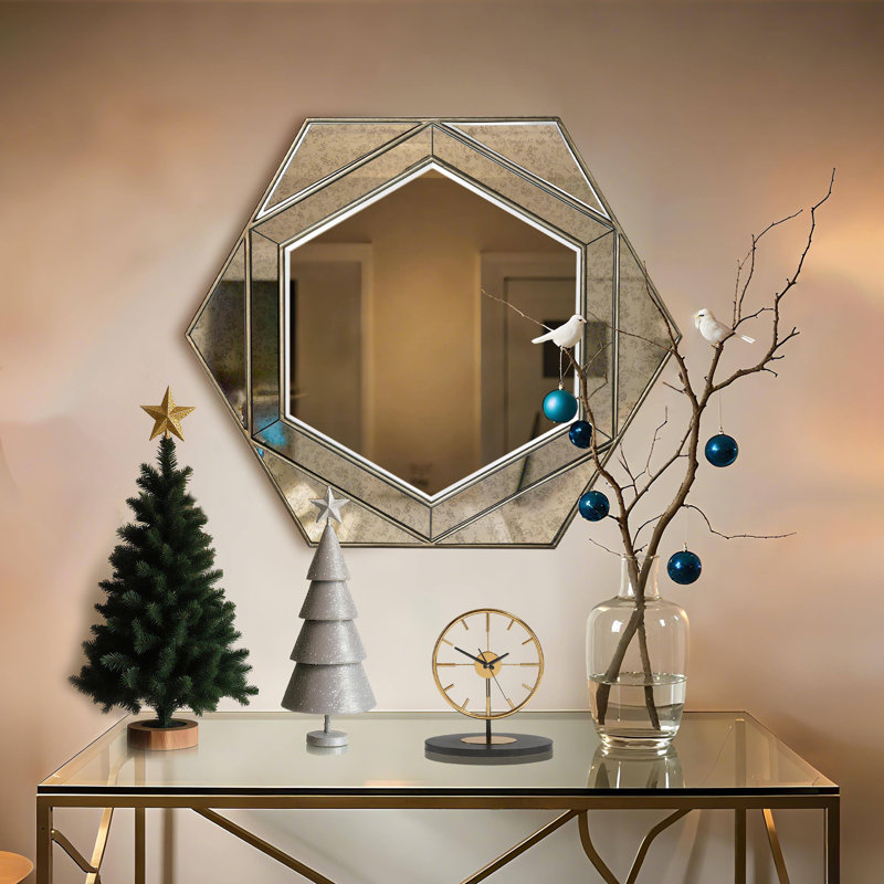Miroir mural 35,4 "Modern Glam Hexagon