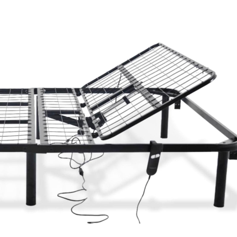 Base de lit simple TG ajustable avec tête seulement - noir, et solide, assemblage simple pour un adulte, capacité de 850 lb, sommier non requis, construction noire, limite de poids, ne nécessite pas