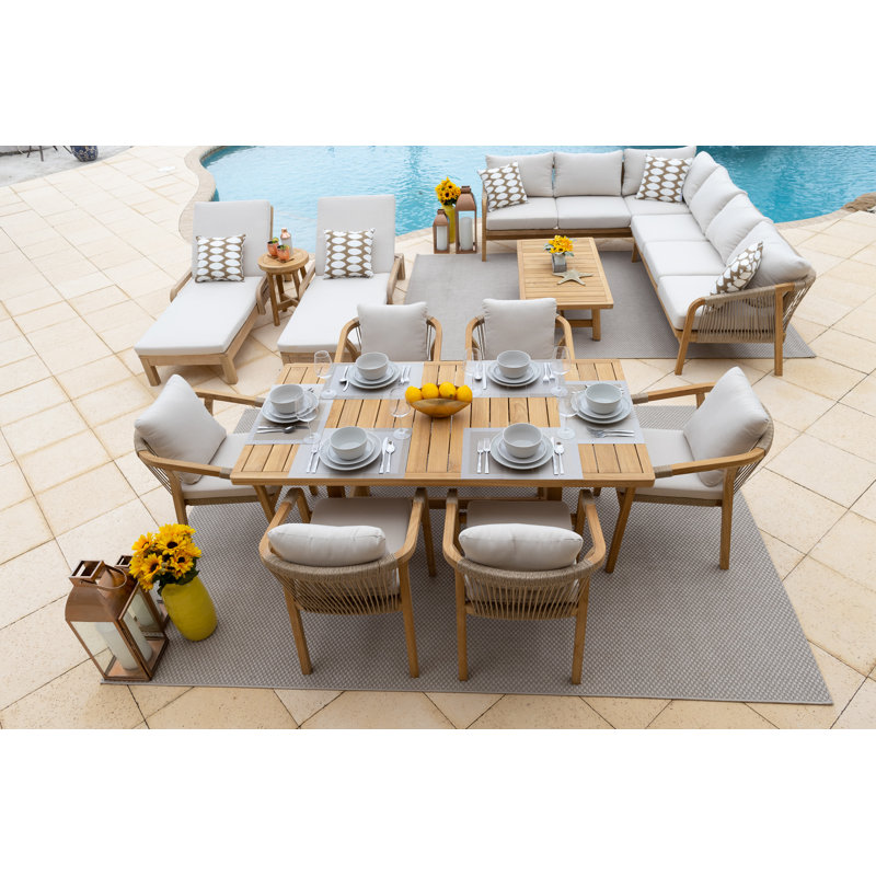 Darnecia Acacia 11 - Person Patio Conversation Set with Cushions