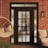 Front Exterior Prehung uPVC Metal-Plastic Door Frosted Glass Manux 8312 Grey Ash 2 Side and Top Exterior Window Office Commercial and Residential Doors Entrance Patio Garage-W12+36+12 x H80+14-Right-hand Inswing-98196184-98196185-98196182