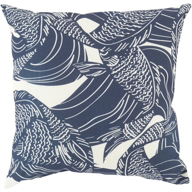 Mizu Coastal Indoor/Outdoor Throw Pillow, 18" H x 18" W x 4" D, Blue\Neutral
