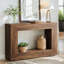 Console rectangulaire brune avec base en bois manufacturé pour espaces confortables
