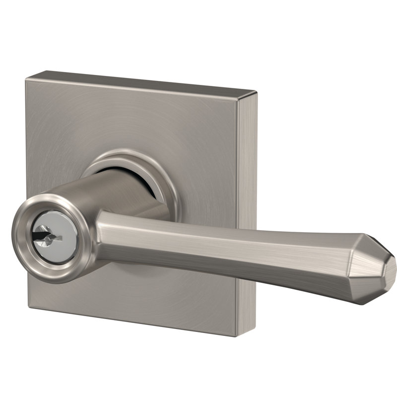 Dempsey Keyed Entry Lever with Collins Trim, Satin Nickel