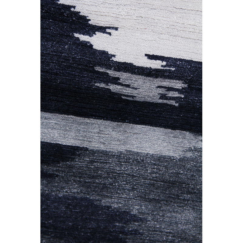 Bamboo Silk Area Rug in Navy Blue, Rectangle 6' x 9'