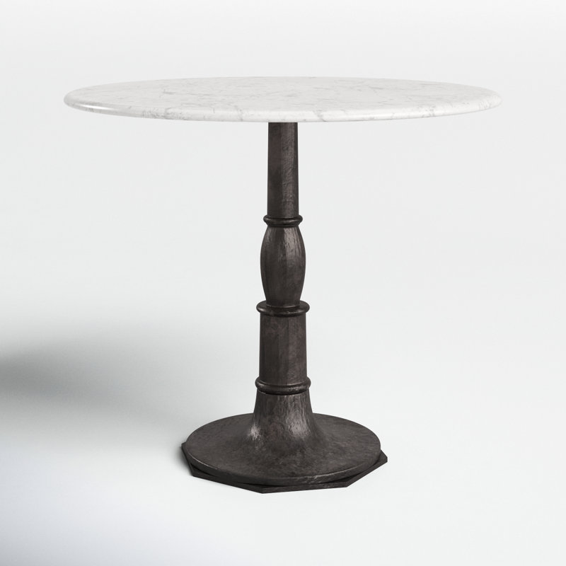 Mickley 36'' Round Marble and Iron Pedestal Dining Table