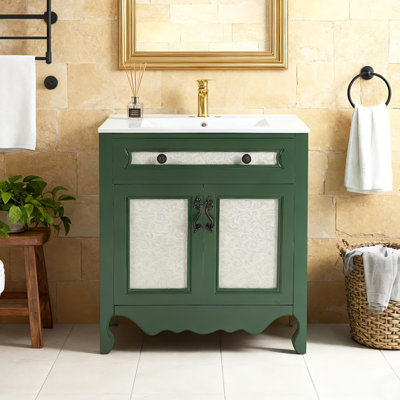 Meuble-lavabo 30 po avec comptoir en céramique Pelaga