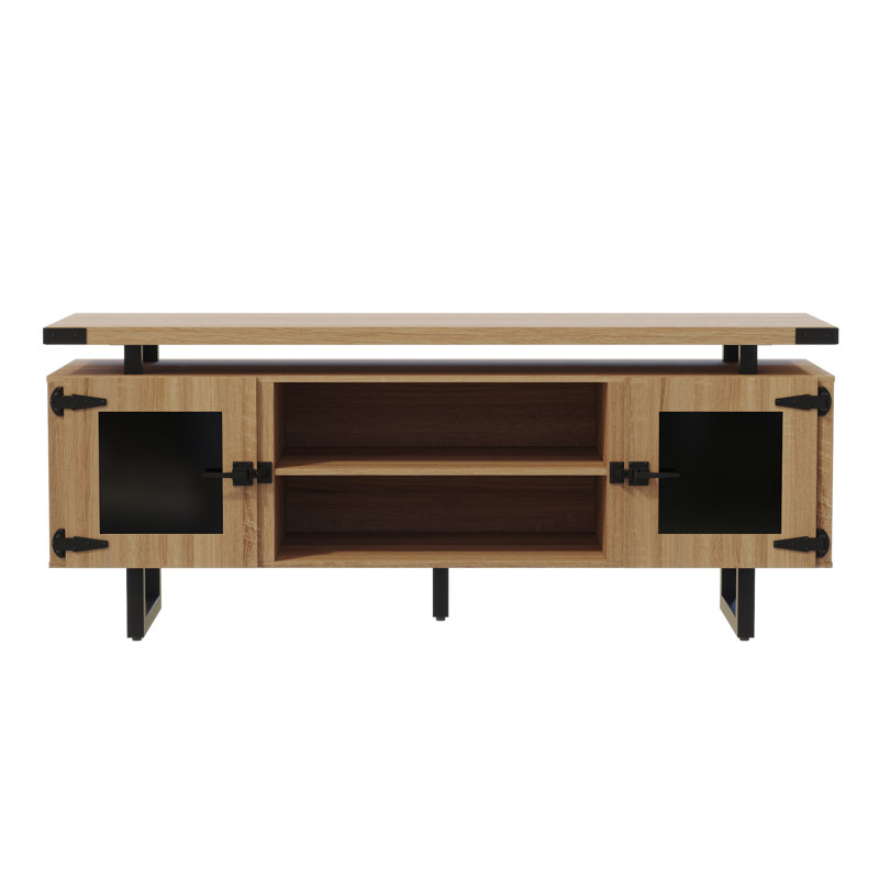 Mirella Low Wall Cabinet Glass Doors, Sand Dune