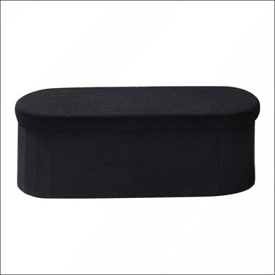 Banc de rangement ovale avec repose-pieds pliable, grande capacité et support de charge élevée pour une utilisation polyvalente dans les espaces de vie