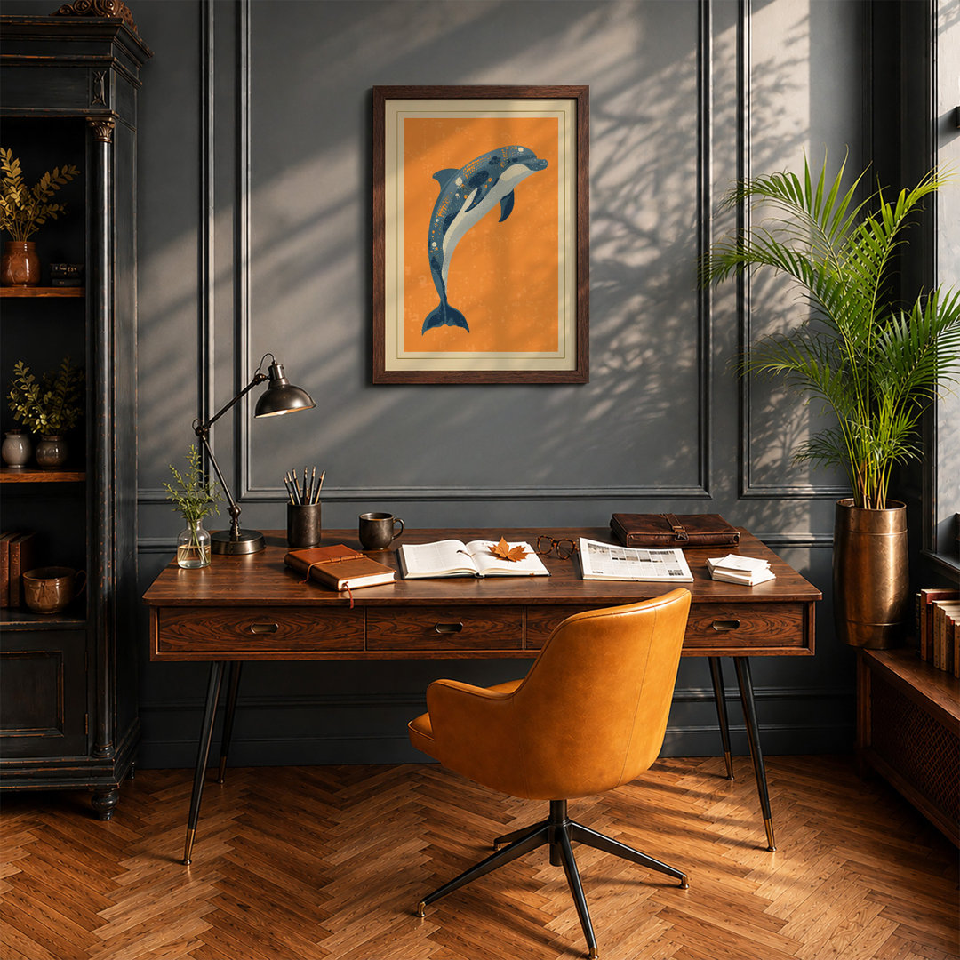 Leaping Dolphin Coastal - Framed Print