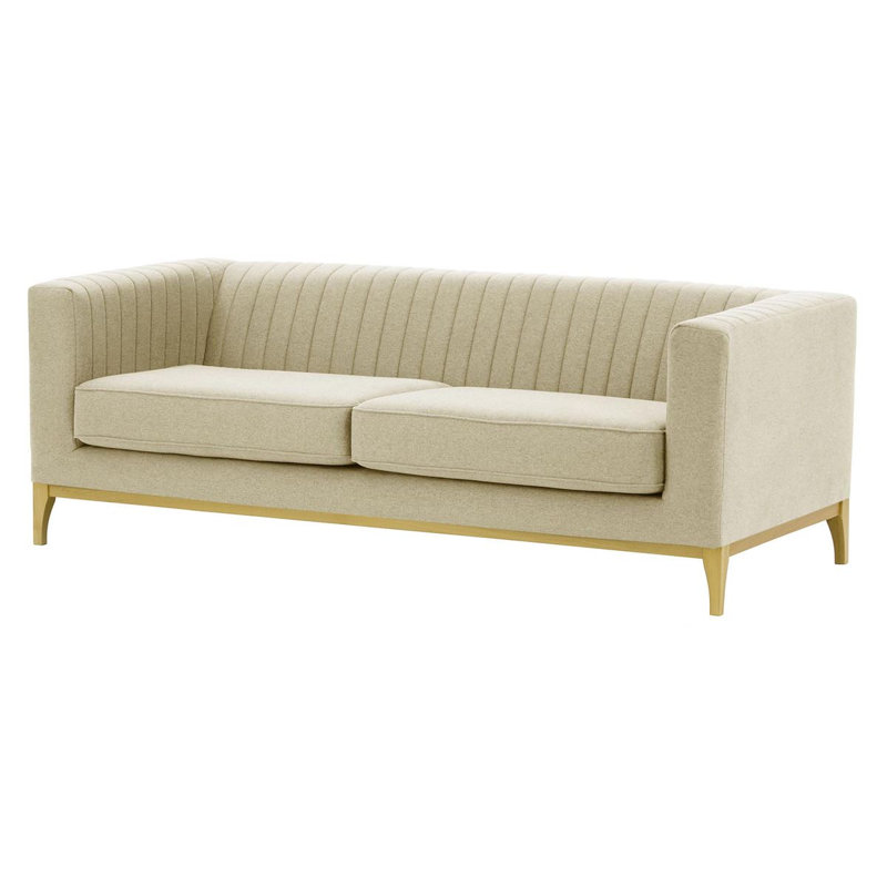 Bomia 3 Seater Sofa, Light Beige Polyester, Gold, 72cm x 201cm W x 83cm D