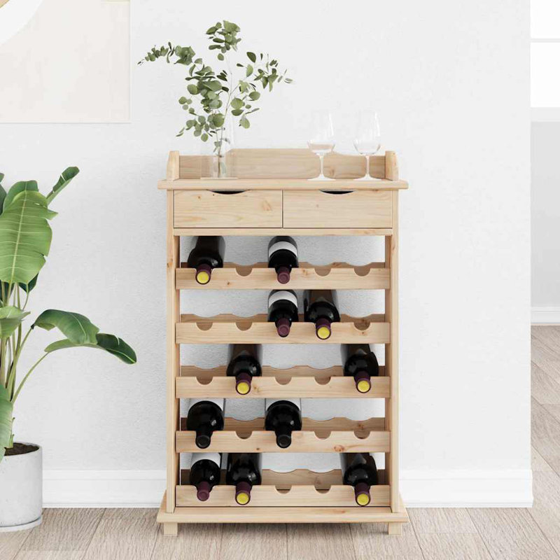 Wine Rack Brown Storage Display Bottle Organizer Holder Kitchen Unit, Natural