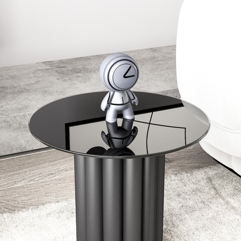 Plateau de table rond en verre trempé, H 0,24 po x l 20 po x P 20 po , Noir
