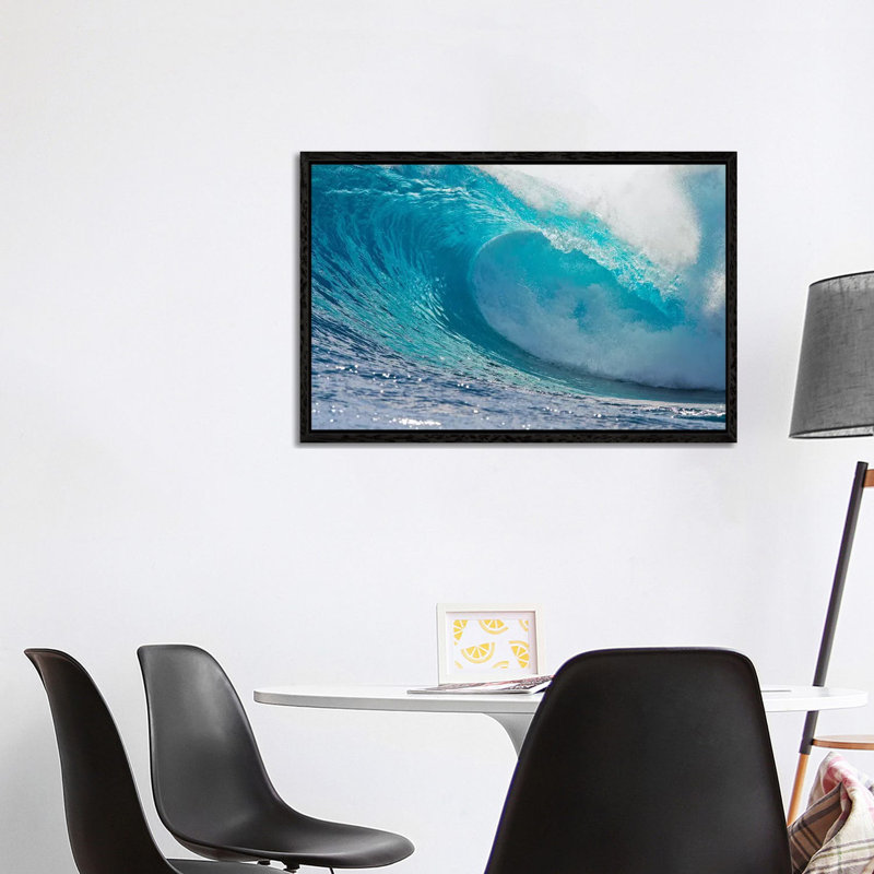 Lunging Waves II, Sout Pacific Ocean, Tahiti, French Polynesia by Panoramic Images - Print on Canvas, Black Floater Framed