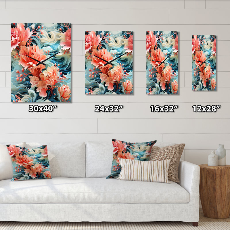 Jasmene - Tropical Wall Clock Oversized, 40'' H x 10'' W x 1'' D