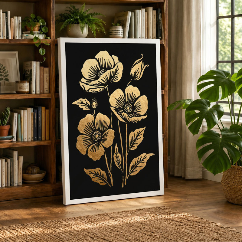 Study Botanical - Wrapped Canvas, 36x24 - 91.4 x 61.0 cm, Cream Border