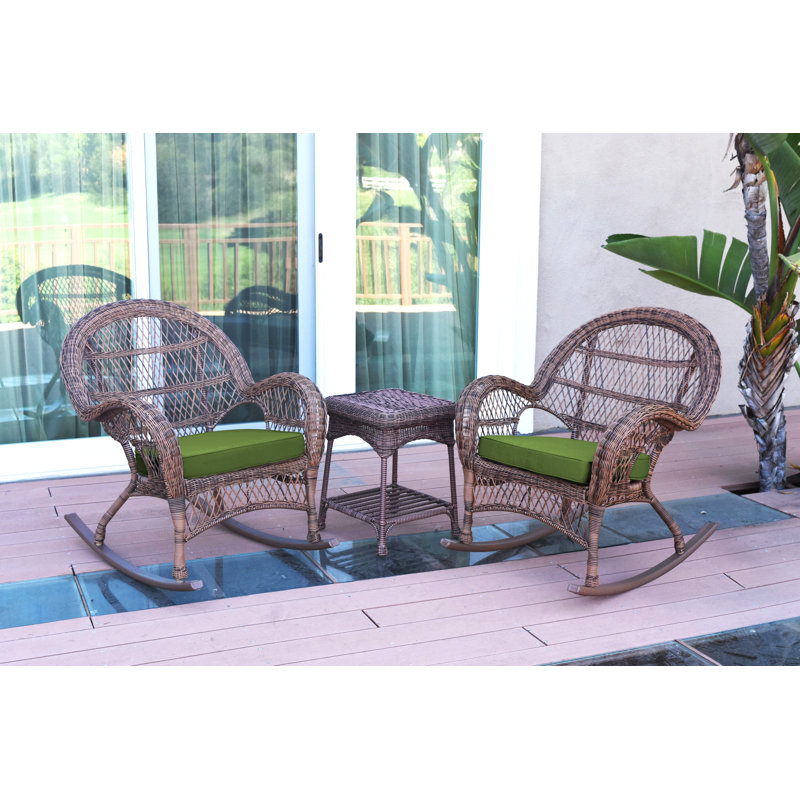 Mangum 2 - Person Patio Conversation Set with Cushions, Hunter Green, Honey