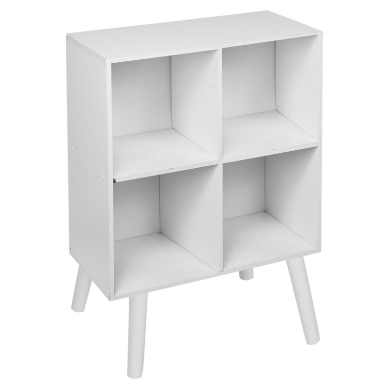 Havza 82cm H x 60cm W Wood Standard Bookcase, White/Beech