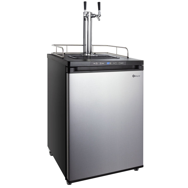 Stainless Steel Dual Tap Homebrew Kegerator with Digital Display