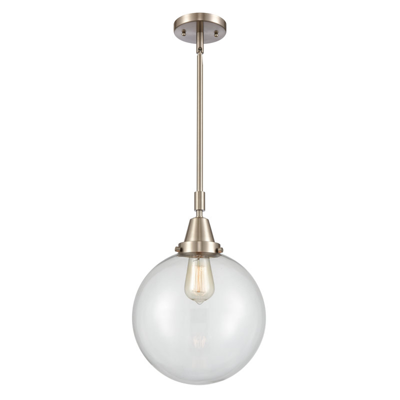Luminaire suspendu sphère 1 lumière Lorri, H 44,88 po x l 10 po x P 10 po, Clair, Nickel satiné brossé