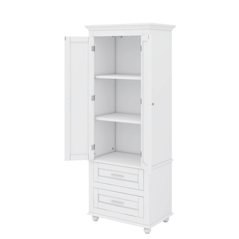 High Storage Cabinet Featuring Two Drawers & A 3-Level Adjustable Shelf
