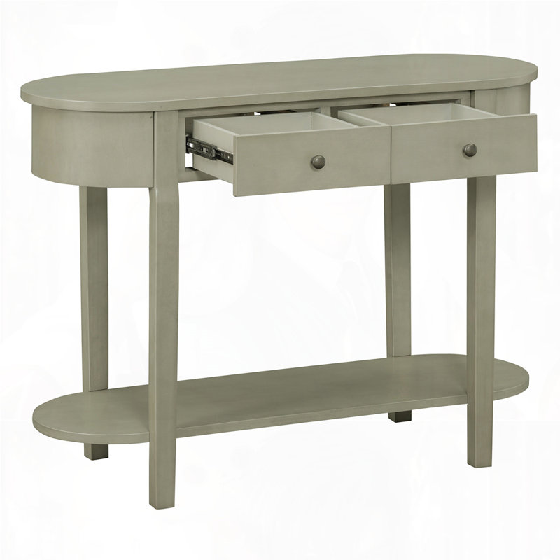 Curved Design Console Table with Drawers, Grey
